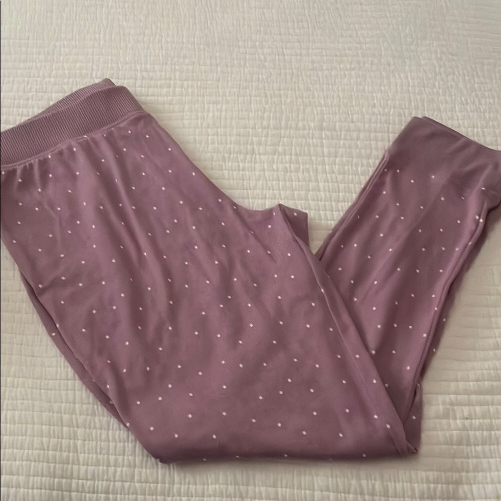 Women’s Large Stars Above Purple Pajama Pants with White Polka Dots